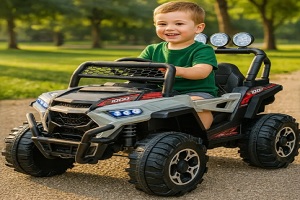 de los mejores coches eléctricos para niños de Colombia, el Carro Eléctrico Scoop Montable 12V White
