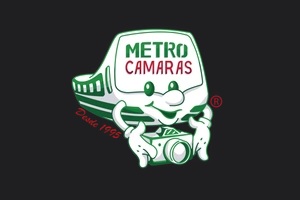 una de las mejores tiendas de cámaras en Colombia, logo de la tienda Metrocamaras